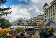 Flowers add color to the picturesque Swiss-style alpine Beaver Creek Village.