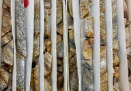 Core from historical drilling at Coal Creek tin-silver-lithium target in Alaska.