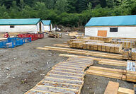 Boxes of drill core stacked and laid out at the Eskay exploration camp in BC.