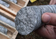 Massive graphite in core from drilling at the Graphite Creek deposit in Alaska.