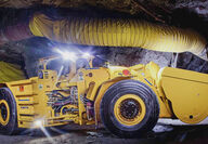 A Komatsu underground loader in a mine.
