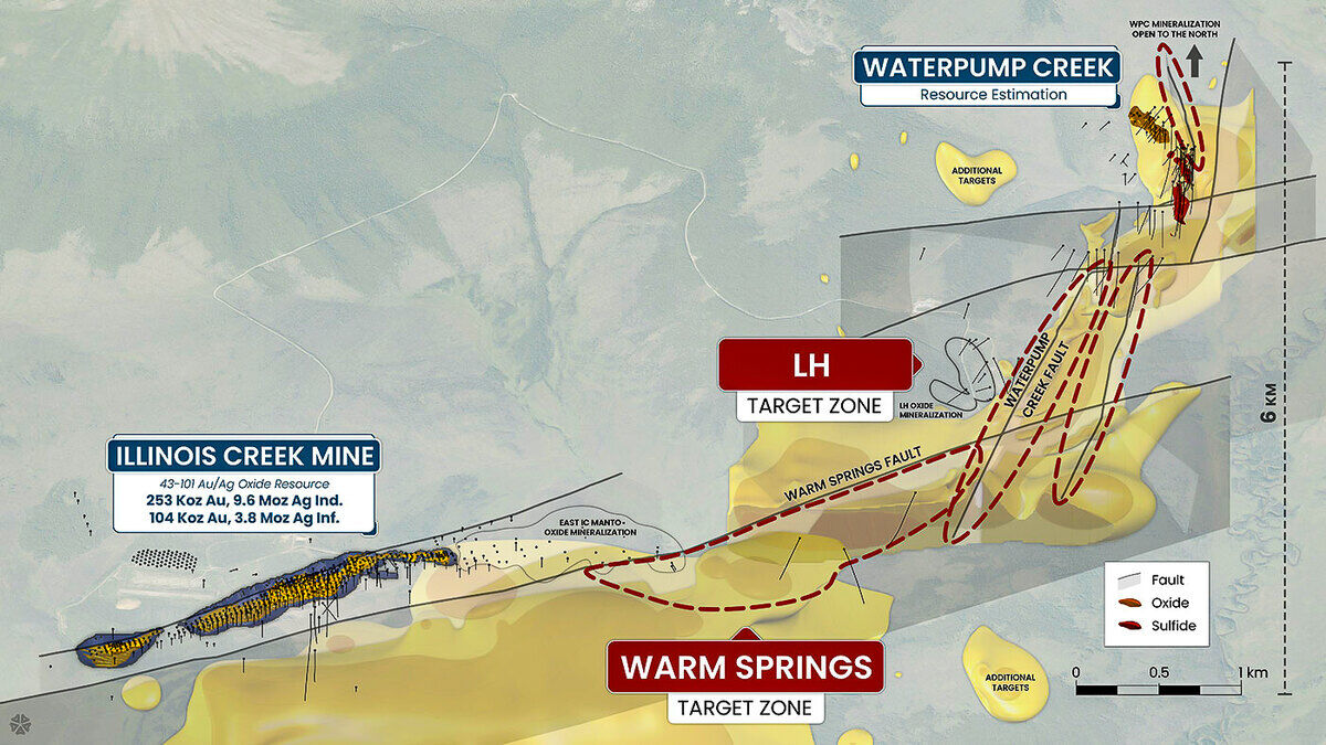 Map of exploration targets at Waterpump Creek, Last Hurrah, and Warm Springs.