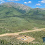 Aerial view of new 24-person mineral exploration camp at Sun, Alaska.
