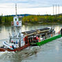 Minto copper mine concentrates barged across Yukon River to Skagway Ore Terminal