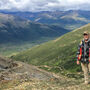 Stratabound president and CEO Kim Tyler on a ridge at Golden Culvert in Yukon.