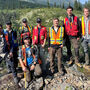 Members of the Snowline geological team near the discovery outcrops at Valley.