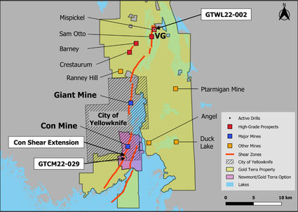 Northwest Territories NWT Yellowknife Gold Terra Resource Yellorex Con mine map