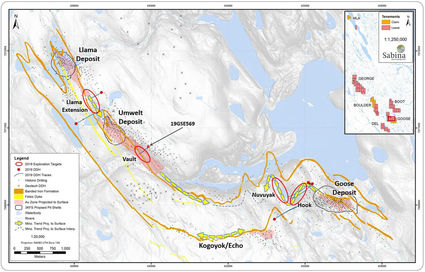 Gold exploration map Goose Mine project Back River Nunavut