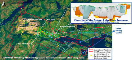Map of Ucore’s Bokan Mountain uranium and rare earths property in Alaska.