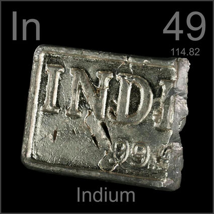 Indium 49 element on periodic table touchscreens laptops smartphones