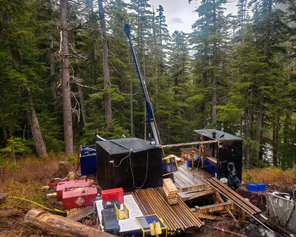 A drill tests for silver at the Wolf deposit on the Kitsault Valley project.
