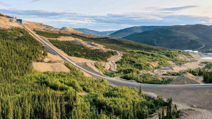The 1,500-meter overland conveyor belt at Victoria Gold's Eagle Gold mine.