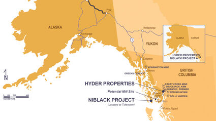 Map showing Blackwolf’s properties on the Southeast Alaska Panhandle.