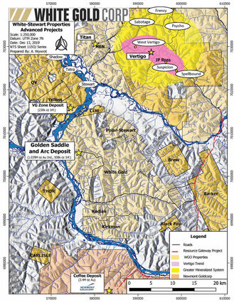 Vertigo exploration map White Gold Dawson City Yukon