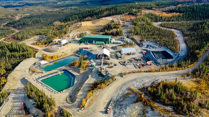 Aerial view of mill and other surface facilities at the Keno Hill silver mine.