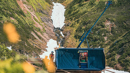 A drill tests a gold zone at the past-producing Scottie Mine in Northern BC.