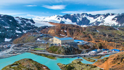 The Brucejack mill facility in the midst of glaciated mountains in Northern BC.