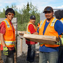 Geotechnicians with drill core from Peak Gold high grade deposit Tok Alaska