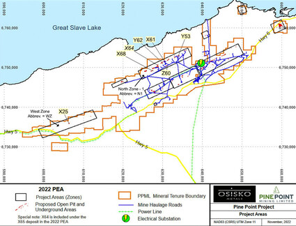 Map of the 2022 definition drilling at Osisko’s Pine Point project.