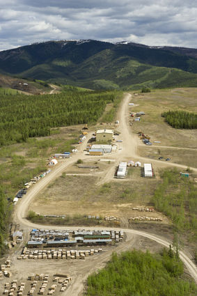 Past producing gold mine near Dawson City, Klondike Yukon