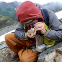 Geologist gold vein outcrop exploration near 3 Aces Yukon