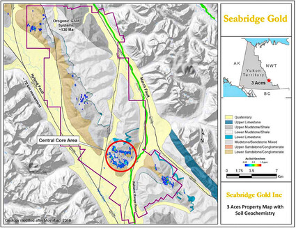 Map of Seabridge Gold’s 3 Aces project highlighting the Central Core Area.