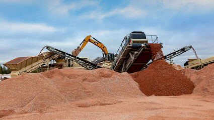 Red rare earths concentrates coming off crusher and ore sorter at Nechalacho.