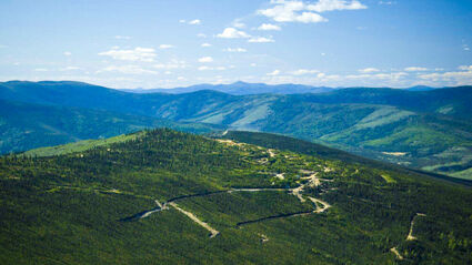 The rolling hills of northern Yukon where the Klondike Gold Rush once happened.
