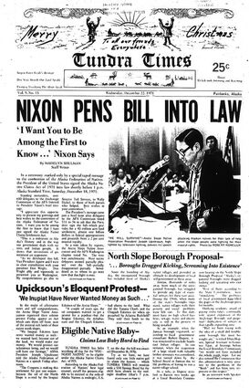 Tundra Times President Nixon law magazine Doctrine Discovery persecution natives