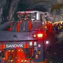 A Sandvik rig drills holes for underground development at Goose Mine.