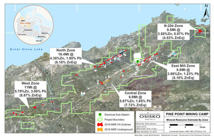 Pine Point Cominco Teck Resources Osisko Metals zinc lead map Canada NWT