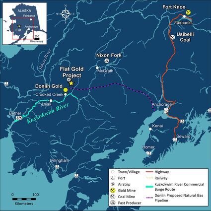 Map showing the location of Tectonic’s Flat gold project in Southwest Alaska.