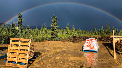 Rainbow sample bags Raven gold target near Eagle Mine Dublin Gulch Yukon