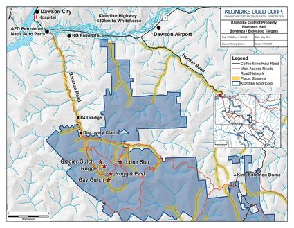 Klondike Gold District Map Eldorado Bonanza Creek gold Yukon
