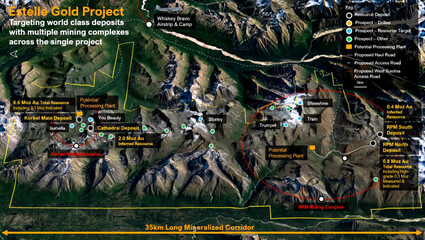 Map of the Korbel and RPM deposits and other minerals prospects at Estelle.