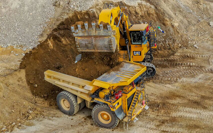 Haul truck excavator Victoria Eagle Gold Mine Dublin Gulch Yukon Canada