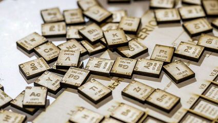 Wooden tiles with each of the elements on the periodic table.