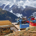 Drill set up on mountain ridge at Seabridge’s KSM gold-copper-silver project.