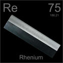Rhenium hot superalloy element