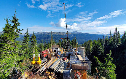A drill tests for gold and silver during a sunny summer day at Eskay Creek.