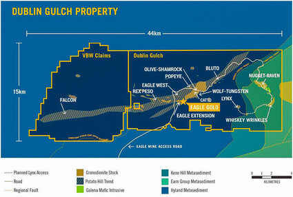 Map of Victoria Gold’s Dublin Gulch property in Yukon, Canada.
