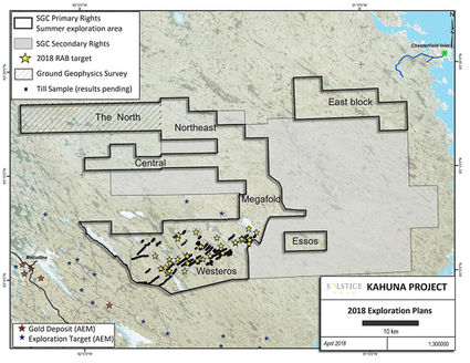 Kahuna Gold exploration map, near Agnico Eagle Meliadine Mine Nunavut