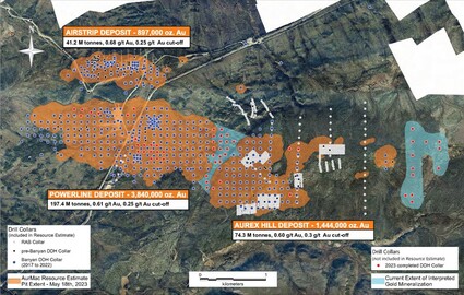 Recent map showing all drill holes at Banyan Gold’s AurMac property.