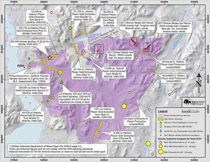 Atlin Goldfields high grade gold target prospect map Golden Triangle BC