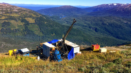 Drill rig at Homestake Ridge gold silver mine property Stewart BC