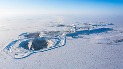 Winter view of the Diavik diamond mining operation in NWT, Canada.