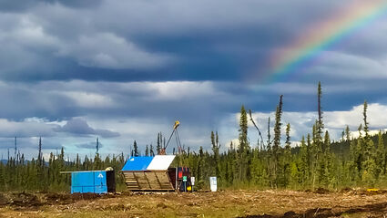 Gold exploration drill rig end of rainbow setup AurMac Yukon