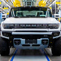 A GMC Hummer EV on the assembly line in Michigan.