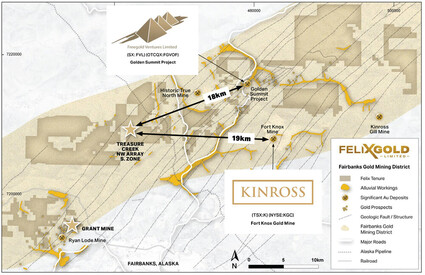 Map showing Felix Gold’s Fairbanks Mining District landholdings.