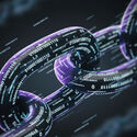 Image of digital chain links representing blockchain technology.